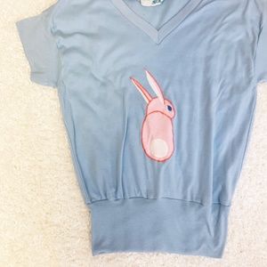 Vintage Tops - Vintage 80's Bunny Butt applique top tee S Vintage Tops - Vintage 80's Bunny Butt applique top tee S